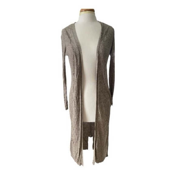 Zara Knit Heather Taupe Open-Front Cardigan - Picture 1 of 3